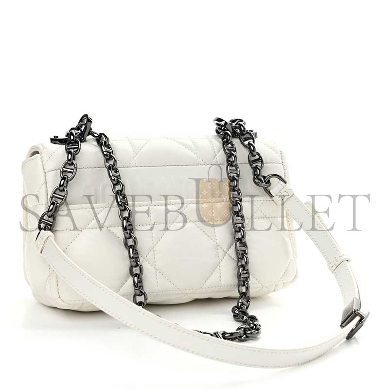 D*or lambskin macrocannage small D*or caro bag ivory (20*12*7cm)